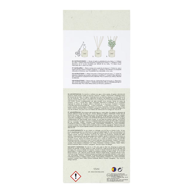 Don Algodon Ambients Mikado Dama de Noche con Flor Decorativa, Ambientador de Varillas 55 ml, 0% Alcohol, Duración +60 Días, Fragancia Floral