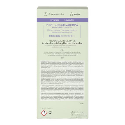 Ambar Botanic Mikado Infusión Lavanda 75 ml, Ambientador con Varillas, Difusor de Aroma con Aceites Esenciales y Hierbas Naturales, 0% Alcohol, Duración +3 Meses