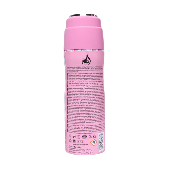 Lattafa Washwashah Body Spray 200 ml, Desodorante en Spray para Mujer, Fragancia Floral Oriental con Frambuesa, Naranja Amarga, Jazmín, Vainilla y Almizcle