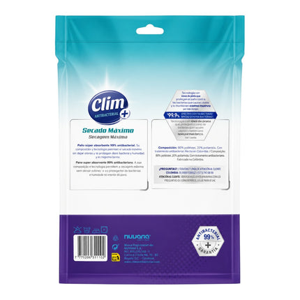Clim Antibacterial+ Paño de Cocina Secado Máximo, Paño Súper Absorbente Antibacteriano 99%, Bayeta de Microfibra para Cristales, Vajilla y Cocina, 80% Poliéster 20% Poliamida