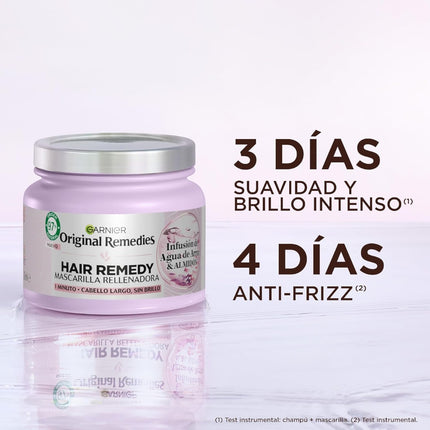 Garnier Original Remedies Hair Remedy Mascarilla Rellenadora 340 ml, con Infusión de Agua de Arroz y Almidón, para Cabello Largo y Sin Brillo, Actúa en 1 Minuto, 97% Origen Natural