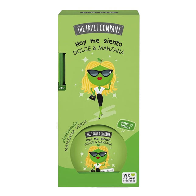 The Fruit Company Ambientador Mikado Manzana Verde 40 ml, Difusor con Varillas para Hogar, 0% Alcohol, con Extractos Naturales, Aroma Fresco y Afrutado, Más de 60 Días