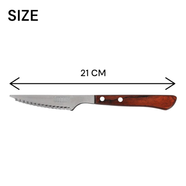 Cuchillo Chuletero con Sierra 21cm Mango de Madera Packwood Coral