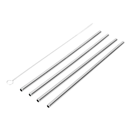 Set de 4 Pajitas Rectas de Acero Inoxidable (21,5 cm) con Cepillo Limpiador