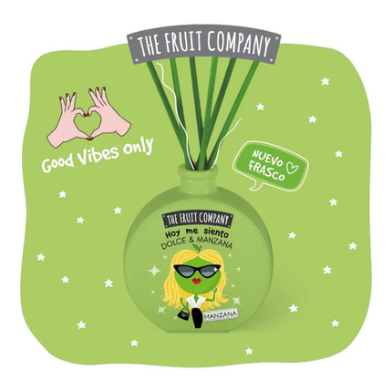 The Fruit Company Ambientador Mikado Manzana Verde 40 ml, Difusor con Varillas para Hogar, 0% Alcohol, con Extractos Naturales, Aroma Fresco y Afrutado, Más de 60 Días