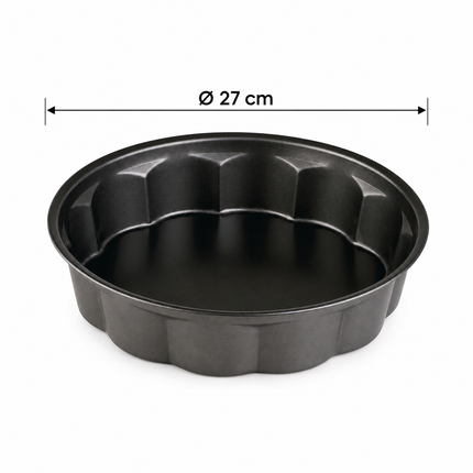 Molde Redondo para Bizcocho 27 cm, Molde para Horno Antiadherente, Bandeja Repostería Redonda para Tartas, Pasteles y Bizcochos