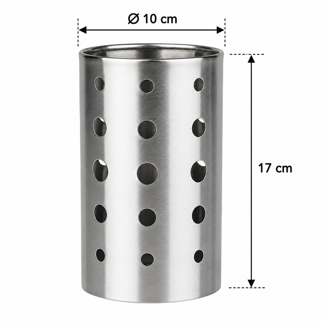 Escurrecubiertos de Acero Inoxidable 10 x 17 cm, Porta Cubiertos de Cocina, Organizador para Cucharas, Tenedores y Utensilios, Soporte Ventilado
