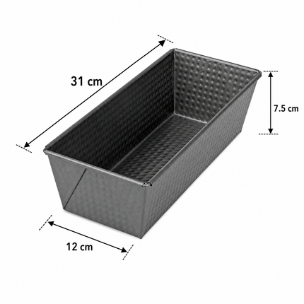 Molde Rectangular para Bizcocho 31 x 12 x 7,5 cm, Molde de Horno Antiadherente para Pan, Plum Cake, Repostería y Pasteles, Color Gris