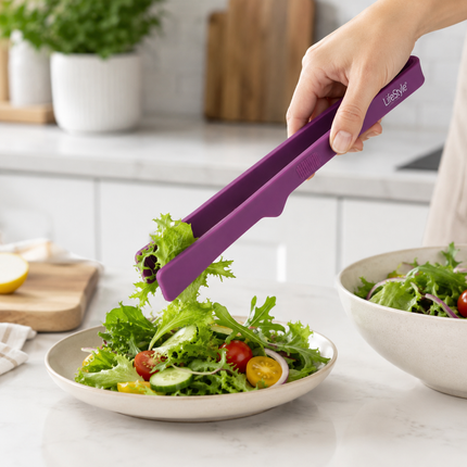 Pinzas de Cocina 30 cm de Silicona, Pinzas para Freír y Servir Alimentos, Antideslizantes, Resistentes al Calor