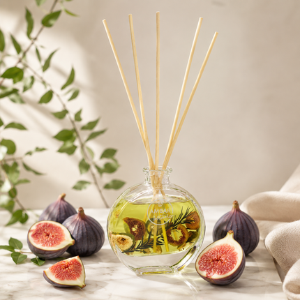 Ambar Botanic Mikado Infusión Higo y Frutos Silvestres 75 ml, Ambientador con Varillas, Difusor de Aroma con Aceites Esenciales y Hierbas Naturales, 0% Alcohol, Duración +3 Meses