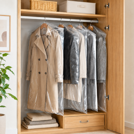 Bonodor Sacos Guarda-Roupa 5 Unidades, Fundas Protectoras para Ropa, Bolsas Transparentes para Armario, Guardatrajes para Camisas, Trajes, Abrigos y Vestidos, Varias Medidas