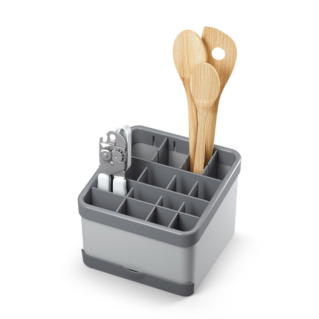 UTILTEX Customizable Kitchen Utensil Holder Plastic Cutlery Holder Grey Kitchen Organizers 