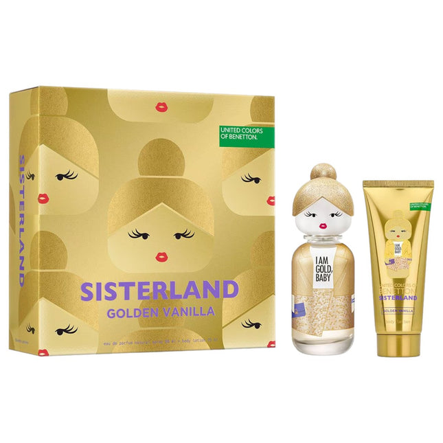 Sisterland Set for Women Benetton Case Sisterland Golden Vanilla Gift Box with Eau de Parfum 80 ml + Body Lotion 75 ml 