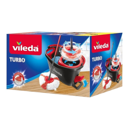 VILEDA Turbo Bucket Set Bucket with pedal, extendable handle and microfibre refill 