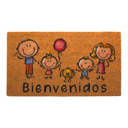 Welcome Family Doormat for Home Entrance Door Non-Slip Rubber Base 100% Natural Coconut Fiber Material Home Decoration 40 x 70 cm 