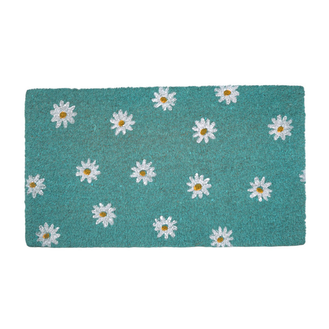 Daisy Field Doormat for Home Entrance Door Non-Slip Rubber Base 100% Natural Coconut Fiber Material Home Decoration 40 x 70 cm 