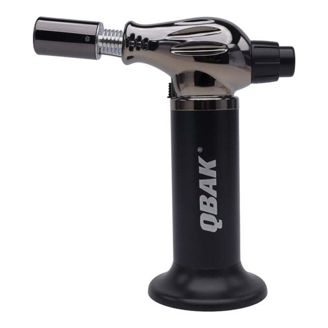 QBAK Soplete De Cocina Profesional Antorcha Butano Encendedor, Mini Culinario Soplete con Cerradura de Seguridad & Llama Ajustable para barbacoa Brulée Crema Cámping (Gas no Incluido)