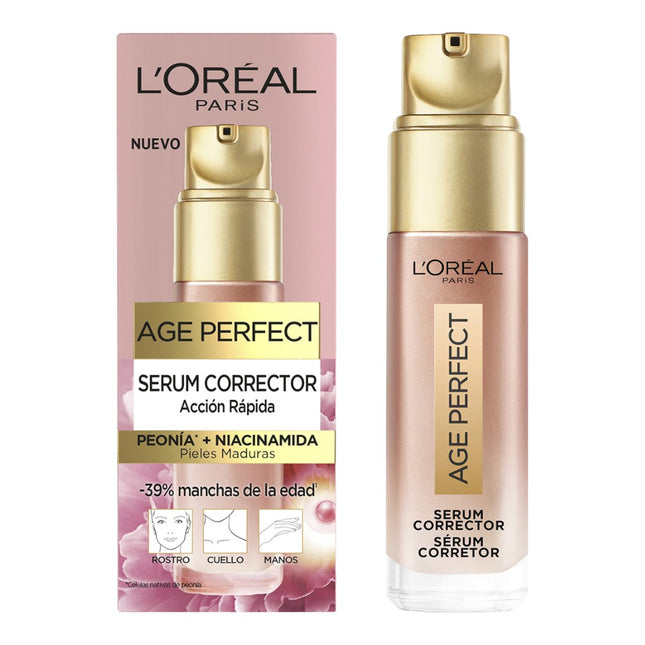 L'OREAL PARIS Age Perfect Corrective Serum with Peony + Niacinamide for Face, Neck and Hands Pump for Mature Skin 30 ml 
