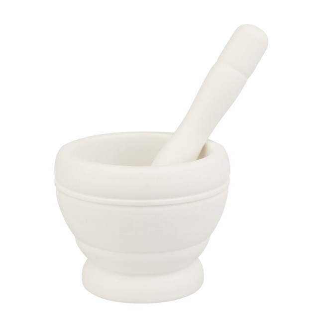 Polypropylene Mortar Pestle Manual Garlic Grinder Spice Herbs Mortar Pestle Set Grinding Bowl Kitchen Tool(White) 