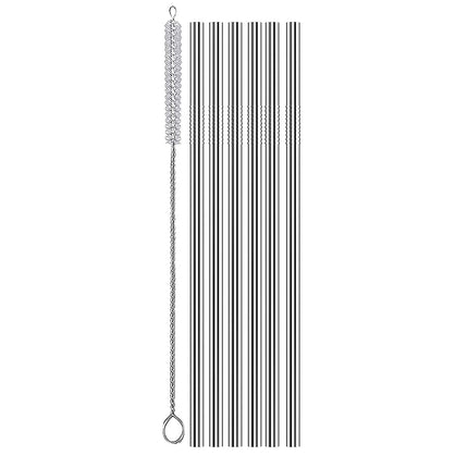 Reusable Stainless Steel Straws Straight 23.5cm Edible Straws with 1 Cleaning Brush Metal Straws for Cocktails Ice Milk Shakes 