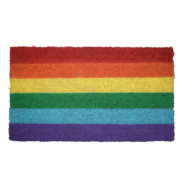Rainbow Doormat for Home Entrance Door Non-Slip Rubber Base 100% Natural Coconut Fiber Material Home Decoration 40 x 70 cm Original Coconut Fiber Mat 