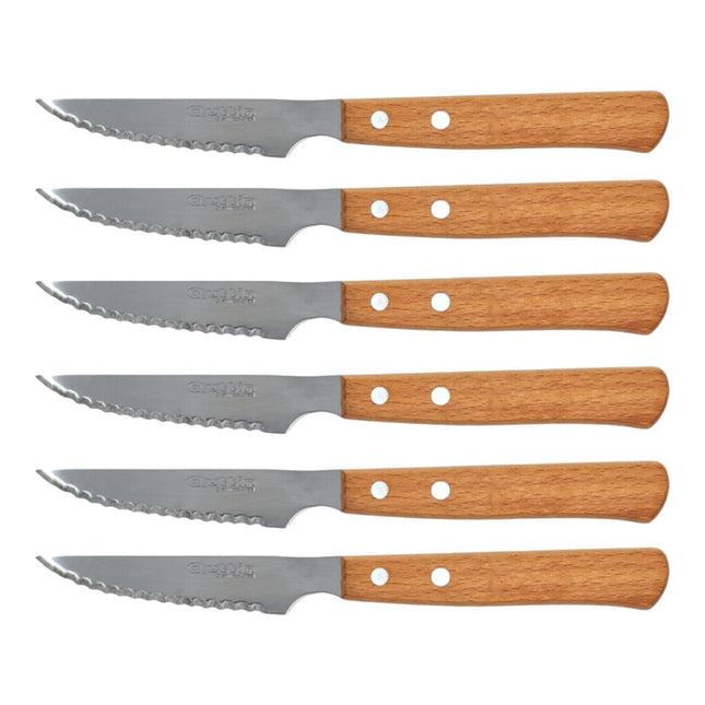 Pack of 6 Serrated Steak Knives Micro Serrated Table Knife Natural Wood Handle Classic Model of a lifetime Table knife