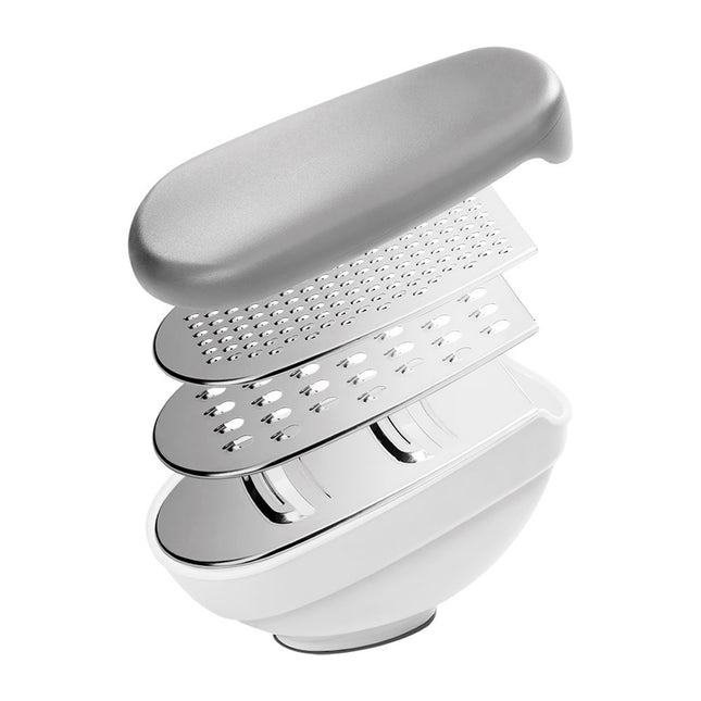 Grater with 3-in-1 container Box grater with plastic and stainless steel storage 