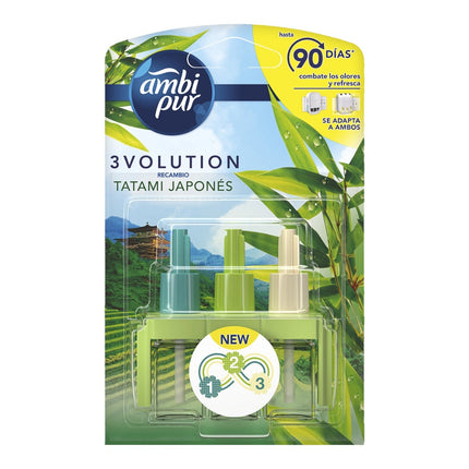 AMBIPUR 3VOLUTION Ambientador eléctrico Tatami Japonés 3 fragancias blister 1 recambio - El envase puede variar