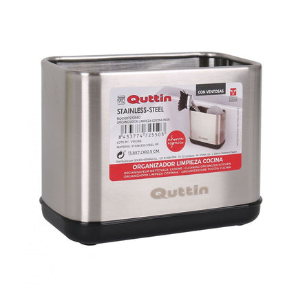 QUTTIN® STAINLESS STEEL KITCHEN CLEANING ORGANIZER WITH SUCTION CUP, Sink organizer, sponge organizer