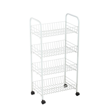 4 Tier Rolling Utility Cart Multipurpose Storage Cart for Home Including Kitchen Bathroom Office and Garage White 4 Baskets 
