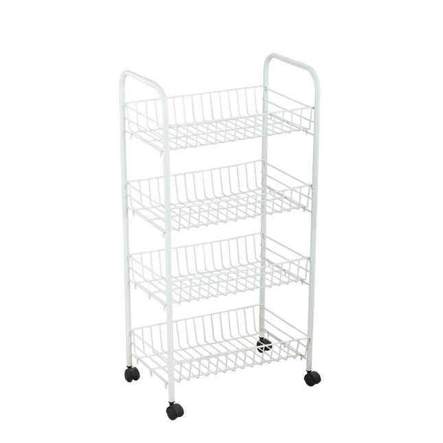 4 Tier Rolling Utility Cart Multipurpose Storage Cart for Home Including Kitchen Bathroom Office and Garage White 4 Baskets 