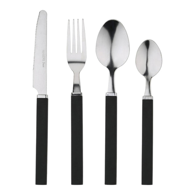 Renberg Coloured cutlery set 24 pieces pack 6 knives 6 forks 6 spoons 6 teaspoons coloured flat handle stainless steel cutlery sets 