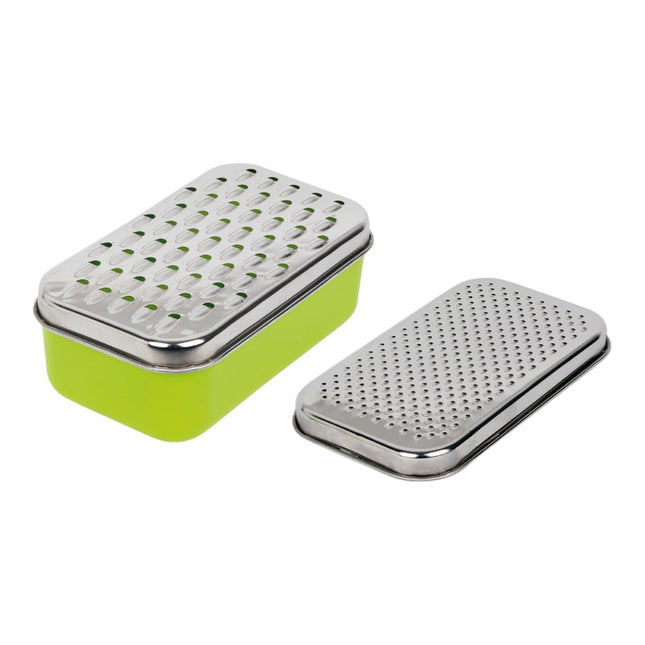 Rallador doble y recipiente con tapa de Acero Inoxidable Rallador de cocina Utensilios de cocina 18X10X7 cm