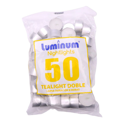 Luminum nightlights Juego de 50 velas Tealight Larga duración de 8 horas Velas de té
