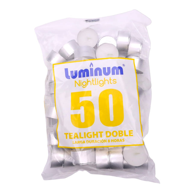 Luminum nightlights Juego de 50 velas Tealight Larga duración de 8 horas Velas de té