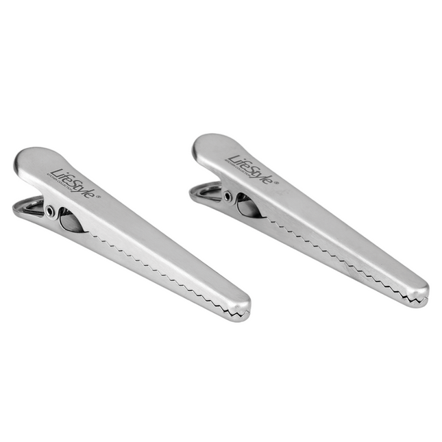 Bag Clamps Pack of 2 Small Bag Clamps Stainless Steel Bag Clamps Kitchen Bag Clamps Steel for Food, Coffee, Bread &amp; Snack Bags 11.5 cm 