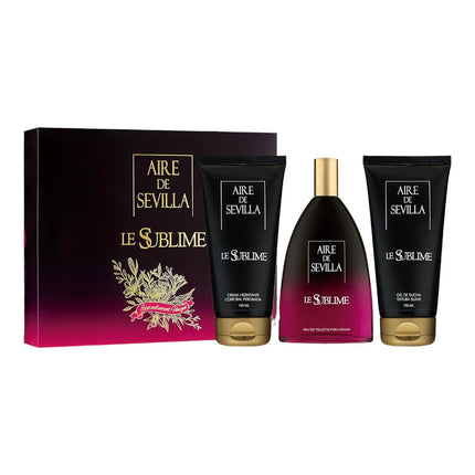 AIRE DE SEVILLA SUBLIME Estuche de cosmética para mujer con Perfume Gel de ducha suave y Crema Hidratante corporal perfumada Cofre de regalo de ritual perfumado (150 ml cada uno)