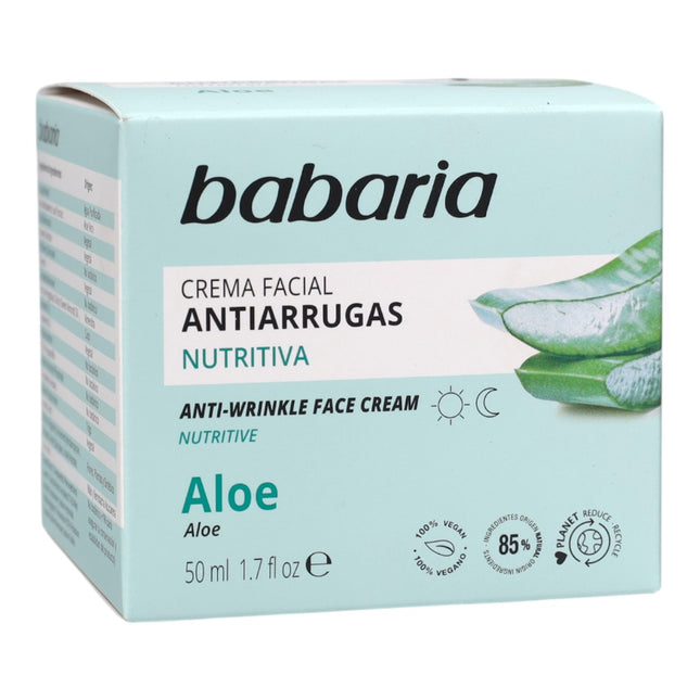 Babaria Crema Facial Antiarrugas Nutritiva con Aloe Vera 50 ml – Hidratación, Elasticidad y Cuidado Diario