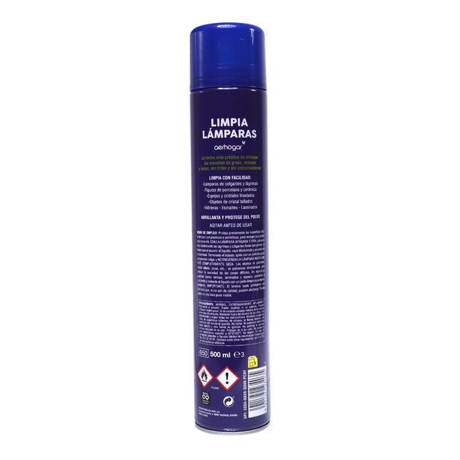 AerHogar Limpia Lámparas en Spray – Sin frotar, brillo inmediato para arañas de cristal y tulipas de vidrio – Disuelve polvo y grasa, secado rápido, aerosol con fácil aplicación