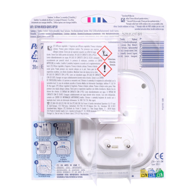 Ambi Pur 3Volution Eléctrico Flores Elegantes, Aparato + Recambio, Ambientador Enchufable 3 en 1, Combate Olores, Refresca y Dura hasta 90 Días