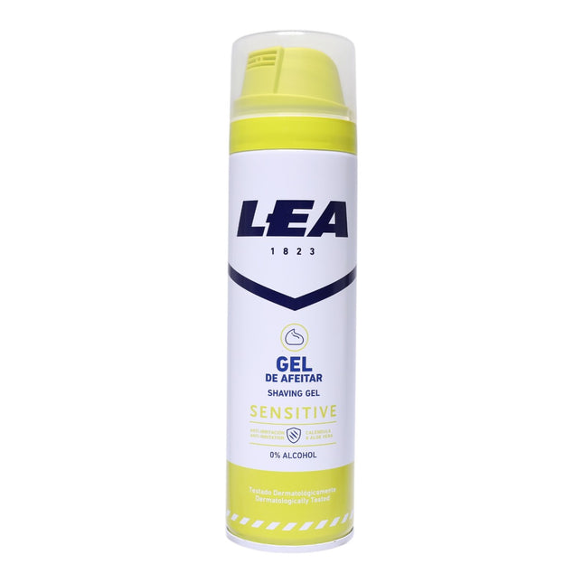 LEA 1823 Gel de Afeitar Sensitive 200 ml, 0% Alcohol, con Aloe Vera y Caléndula, Anti-Irritación, para Piel Sensible, Testado Dermatológicamente