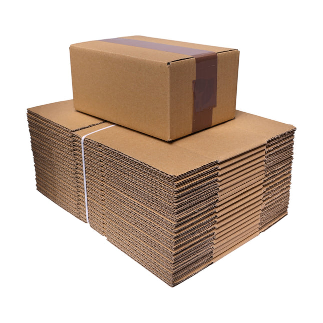 Pack de 20 cajas de cartón kraft 22×15×10 cm, cajas de embalaje rígidas para envío, almacenaje y regalos, cajas de papel (color natural)