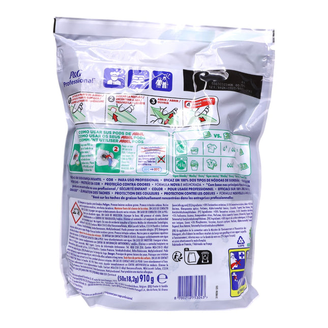 Ariel Profesional detergente en cápsulas para ropa de color, 50 pods (910 g), elimina manchas y olores, protección del color, detergente lavadora uso profesional