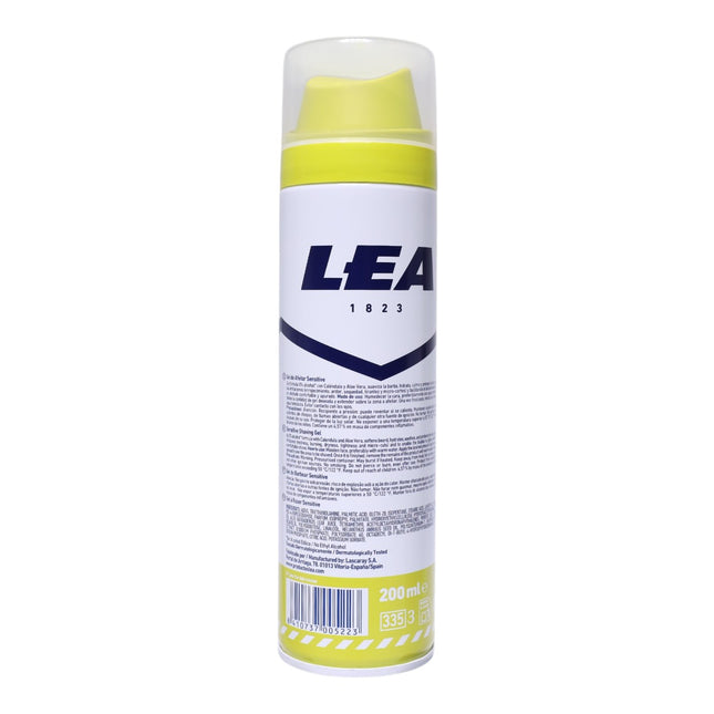 LEA 1823 Gel de Afeitar Sensitive 200 ml, 0% Alcohol, con Aloe Vera y Caléndula, Anti-Irritación, para Piel Sensible, Testado Dermatológicamente