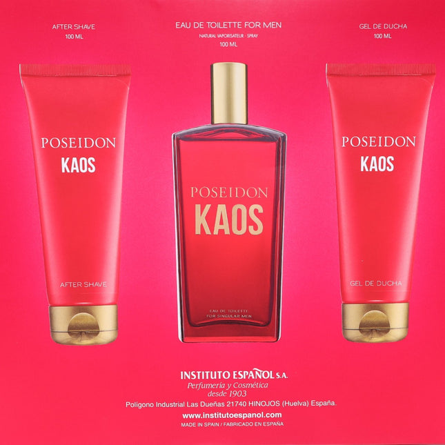 Poseidon KAOS – Estuche Hombre | Eau de Toilette 150 ml + After Shave 100 ml + Gel de Ducha 100 ml | Fragancia cítrica-amaderada | Idea de regalo