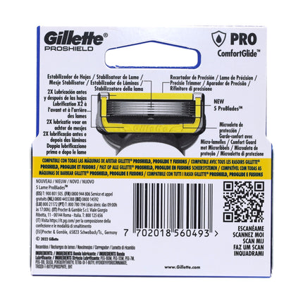 Gillette ProShield ComfortGlide 3 cuchillas de recambio para afeitadora – 3 unidades, doble banda lubricante, protección anti-irritación
