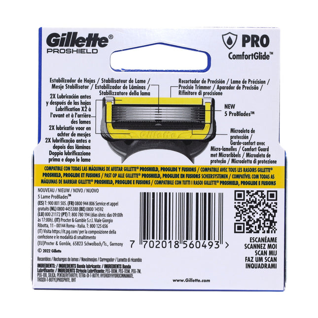 Gillette ProShield ComfortGlide 3 cuchillas de recambio para afeitadora – 3 unidades, doble banda lubricante, protección anti-irritación