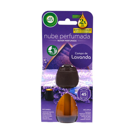 Air Wick Nube Perfumada Recambio Campo de Lavanda 20 ml – Aroma Lavanda Relajante con Aceites Esenciales, Duración Hasta 45 Días