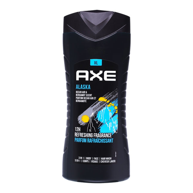 AXE Alaska Gel de Ducha 3-en-1 para Hombre 400 ml · Cuerpo, Cara y Cabello · Fragancia refrescante de aire oceánico y bergamota · Limpieza rápida con efecto revigorizante