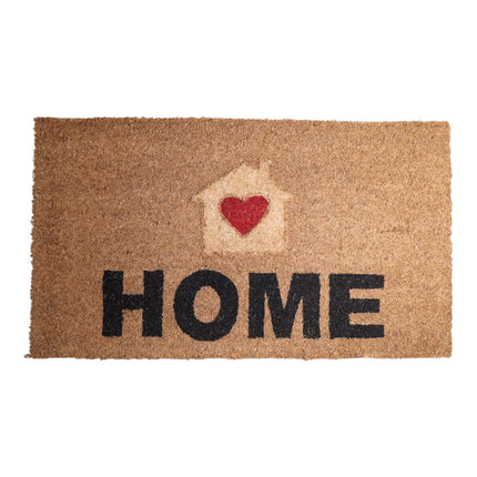 Felpudo de Coco “HOME con Corazón” – 70×40 cm – Fibra de coco natural con base antideslizante PVC | Alfombrilla entrada interior/exterior protegido